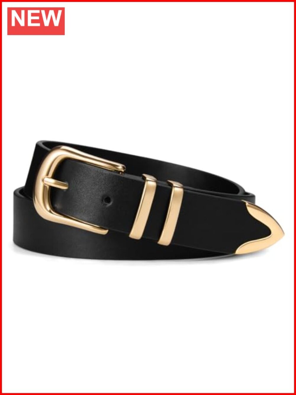 VATAN Women's Faux Leather Belt with Gold Buckle Adjustable Waist Belt for